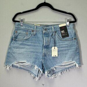 Levi's 501 Original Women's Size 31 Blue Button Fly High Rise Cutoff Shorts NWT